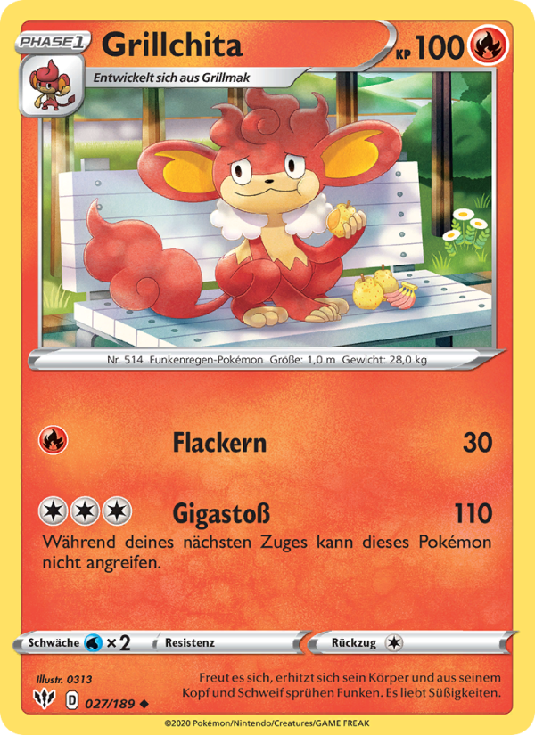 Grillchita 27 — Darkness Ablaze (German Pokémon TCG card)