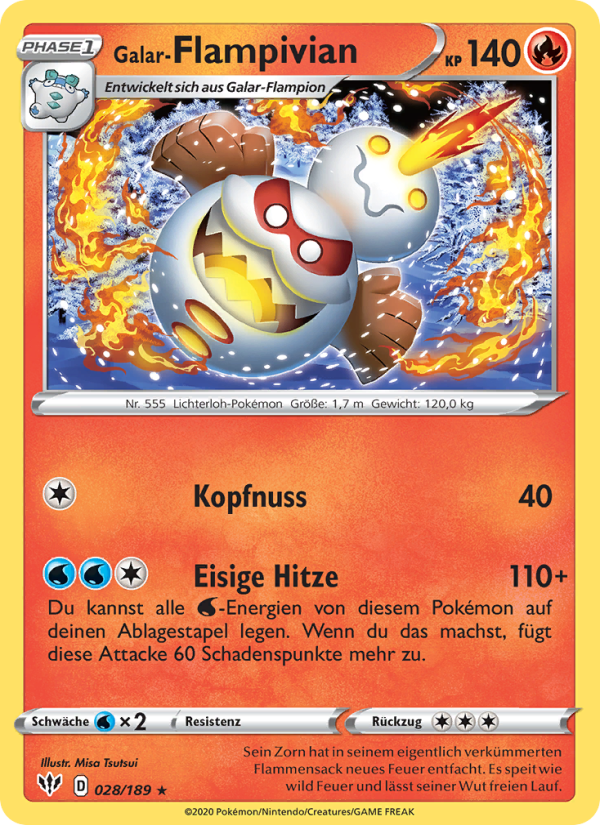 Galar-Flampivian 28 — Darkness Ablaze (German Pokémon TCG card)