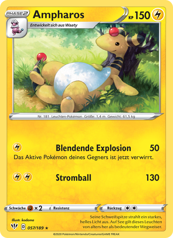 Ampharos 57 — Darkness Ablaze (German Pokémon TCG card)