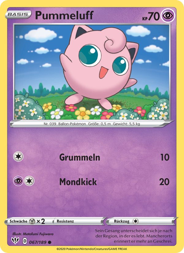 Pummeluff 67 — Darkness Ablaze (German Pokémon TCG card)