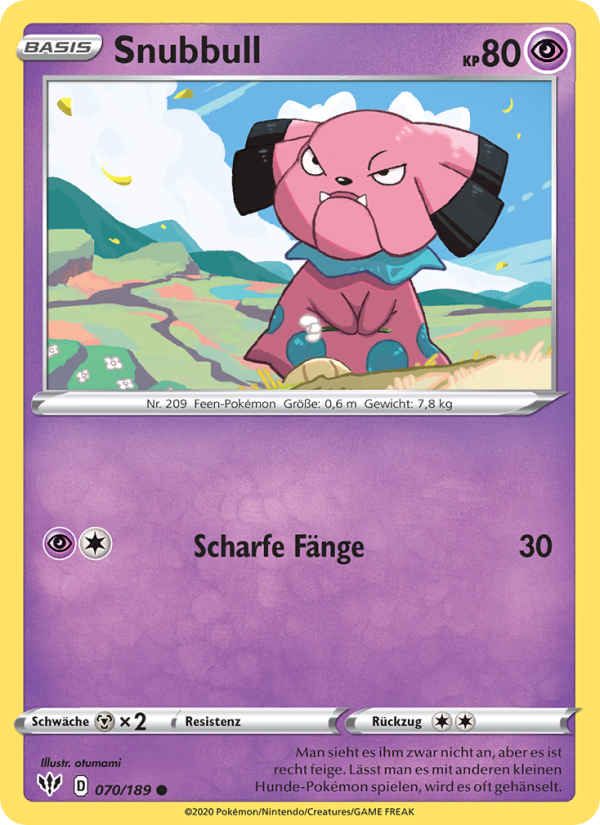Snubbull 70 — Darkness Ablaze (German Pokémon TCG card)