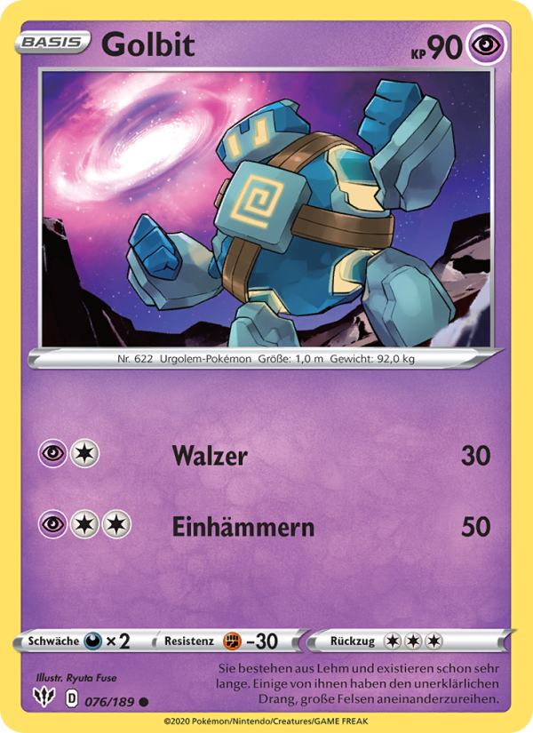 Golbit 76 — Darkness Ablaze (German Pokémon TCG card)
