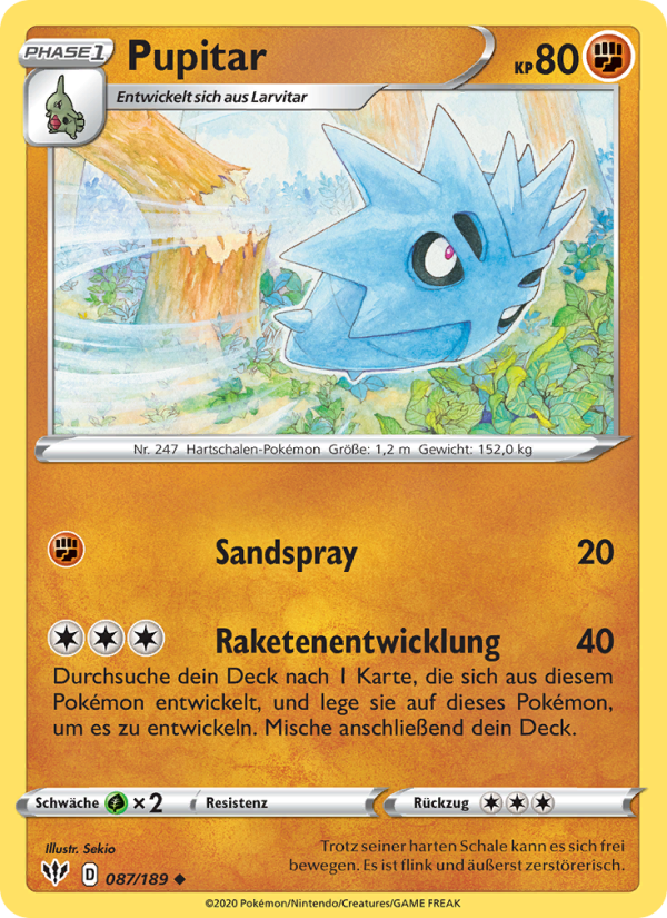 Pupitar 87 — Darkness Ablaze (German Pokémon TCG card)