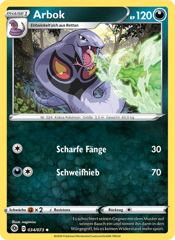 Arbok 34 — Weg des Champs (German Pokémon TCG card)