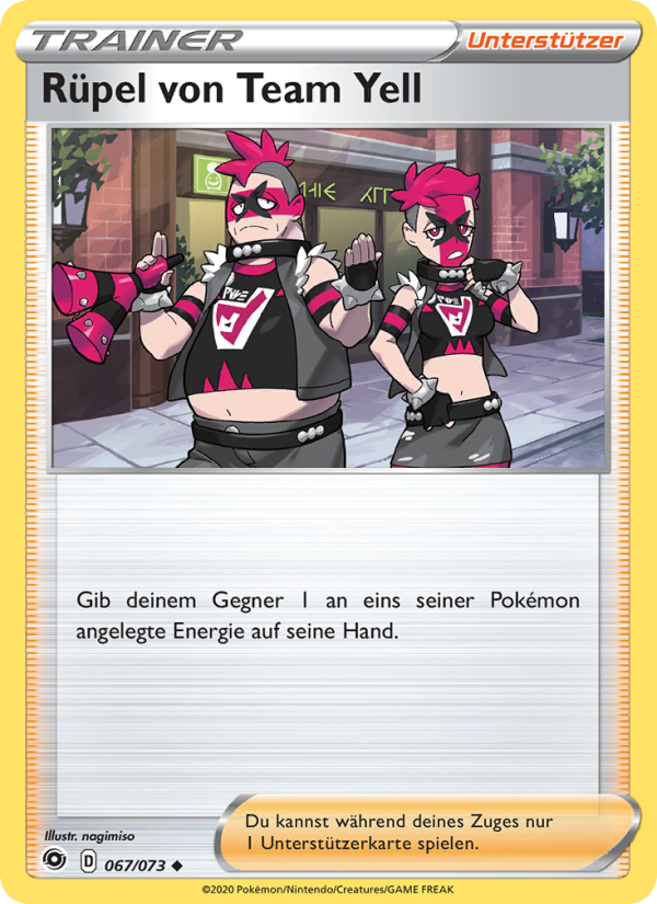 Rüpel von Team Yell 67 — Weg des Champs (German Pokémon TCG card)