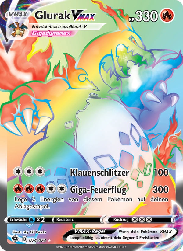 Glurak VMAX 74 — Weg des Champs (German Pokémon TCG card)