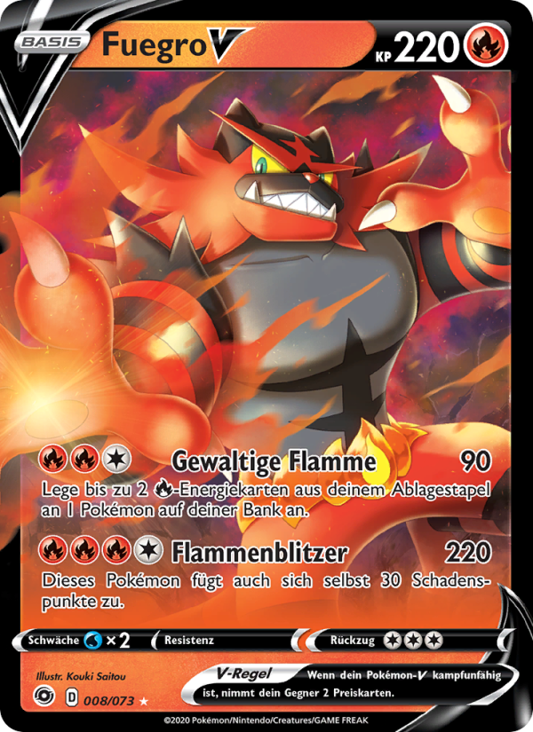 Fuegro V 8 — Weg des Champs (German Pokémon TCG card)
