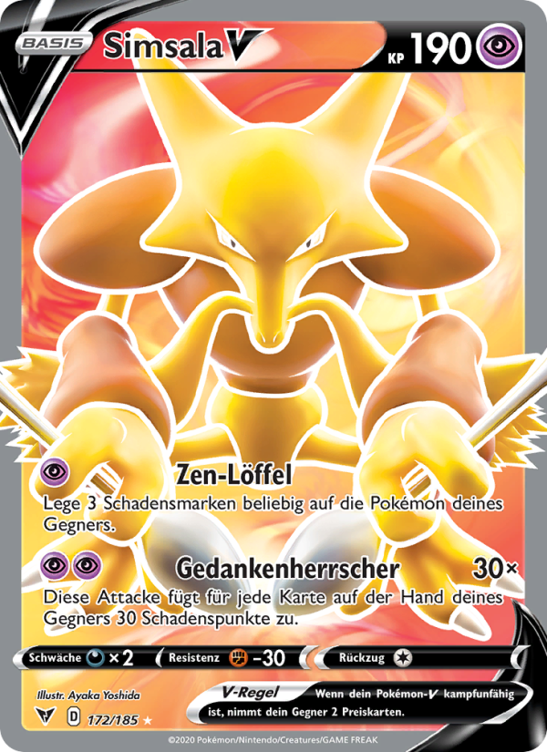 Simsala V 172 — Vivid Voltage (German Pokémon TCG card)