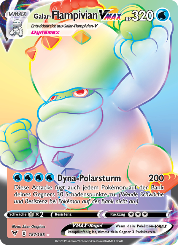 Galar-Flampivian VMAX 187 — Vivid Voltage (German Pokémon TCG card)