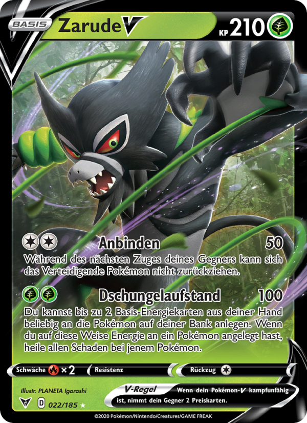 Zarude V 22 — Vivid Voltage (German Pokémon TCG card)