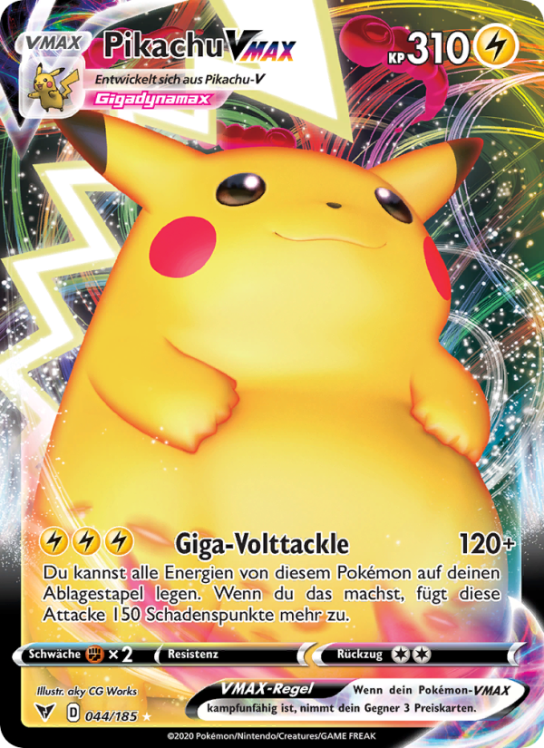 Pikachu VMAX 44 — Vivid Voltage (German Pokémon TCG card)