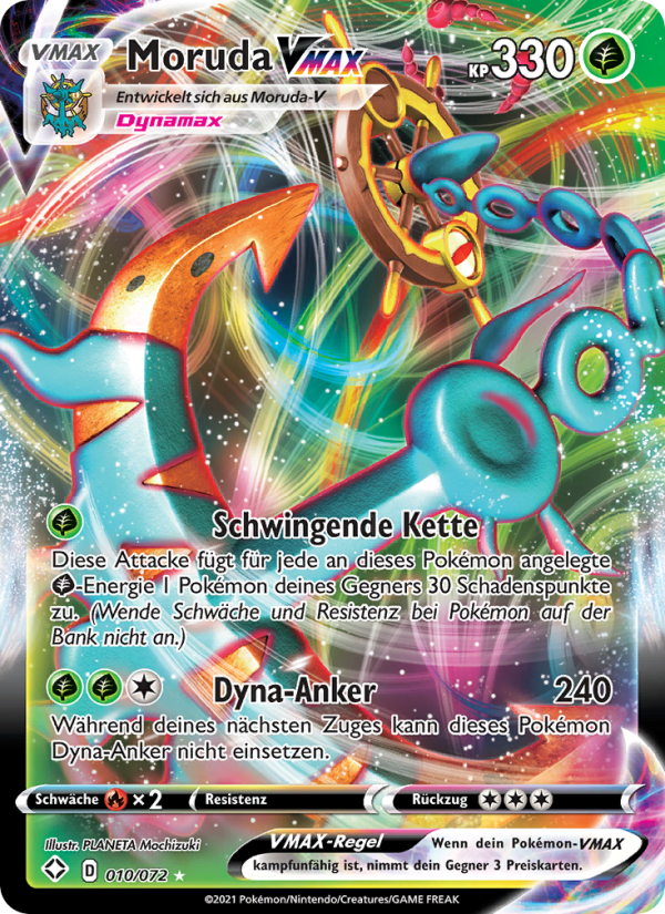 Moruda VMAX 10 — Glänzendes Schicksal (German Pokémon TCG card)