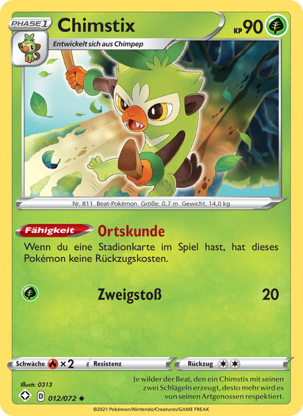 Chimstix 12 — Glänzendes Schicksal (German Pokémon TCG card)