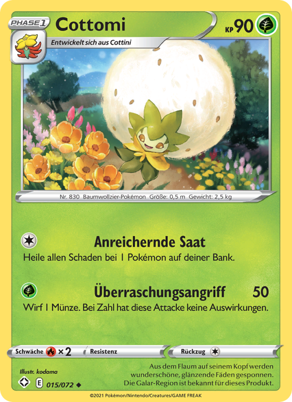 Cottomi 15 — Glänzendes Schicksal (German Pokémon TCG card)