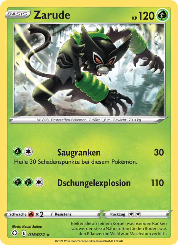 Zarude 16 — Glänzendes Schicksal (German Pokémon TCG card)