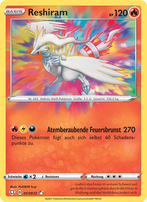 Reshiram 17 — Glänzendes Schicksal (German Pokémon TCG card)
