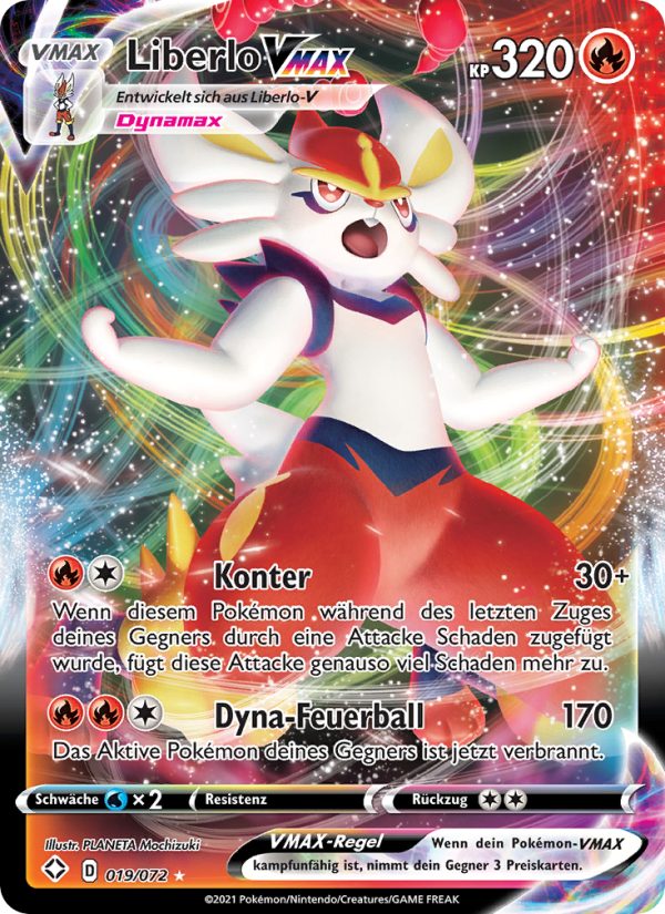 Liberlo VMAX 19 — Glänzendes Schicksal (German Pokémon TCG card)