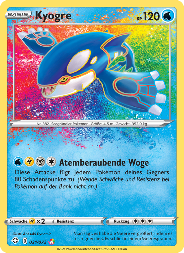 Kyogre 21 — Glänzendes Schicksal (German Pokémon TCG card)