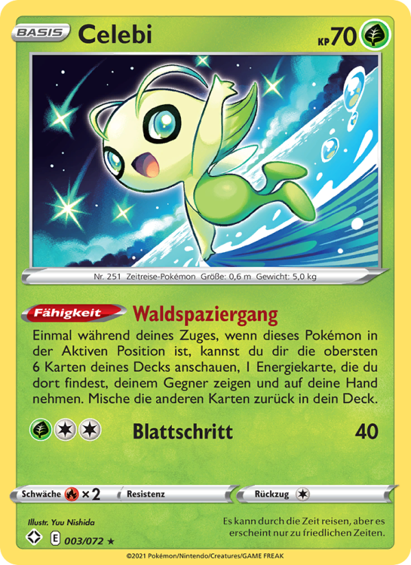 Celebi 3 — Glänzendes Schicksal (German Pokémon TCG card)