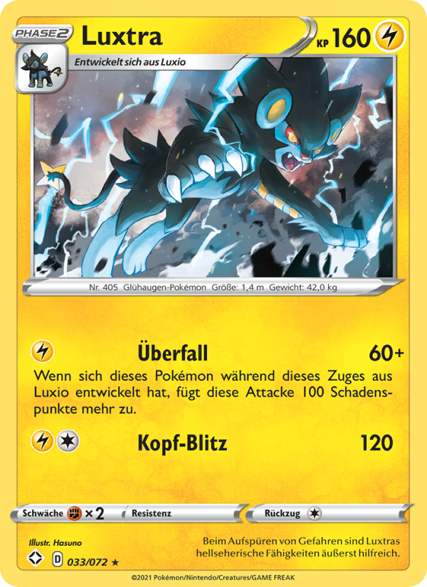 Luxtra 33 — Glänzendes Schicksal (German Pokémon TCG card)
