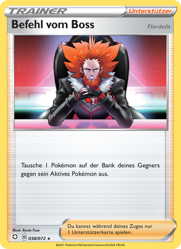 Befehl vom Boss 58 — Glänzendes Schicksal (German Pokémon TCG card)