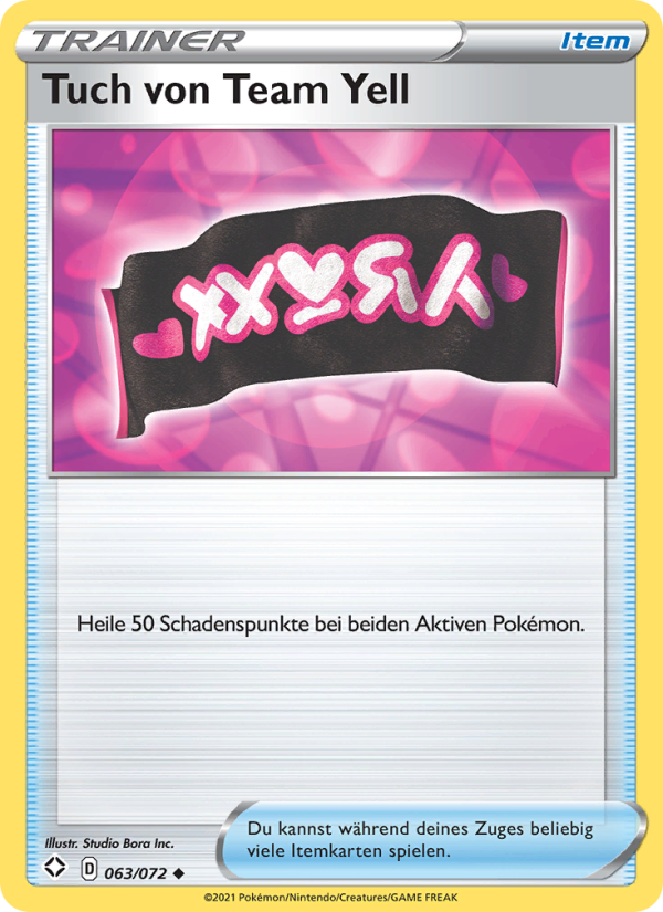 Tuch von Team Yell 63 — Glänzendes Schicksal (German Pokémon TCG card)