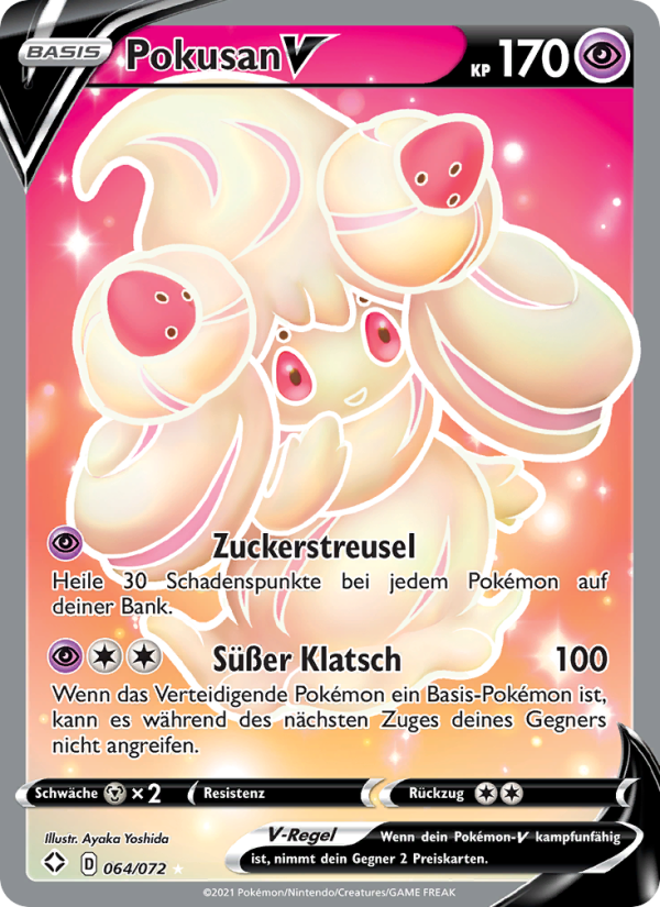 Pokusan V 64 — Glänzendes Schicksal (German Pokémon TCG card)