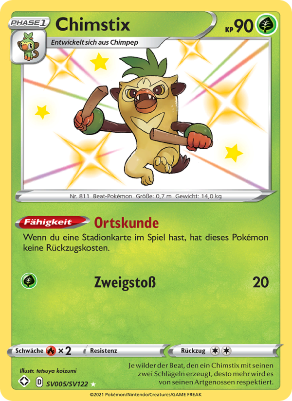Chimstix SV005 — Glänzendes Schicksal (German Pokémon TCG card)