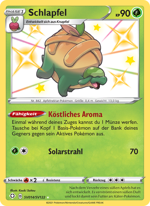 Schlapfel SV014 — Glänzendes Schicksal (German Pokémon TCG card)