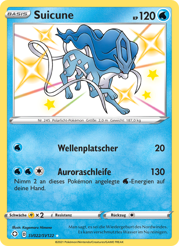 Suicune SV022 — Glänzendes Schicksal (German Pokémon TCG card)