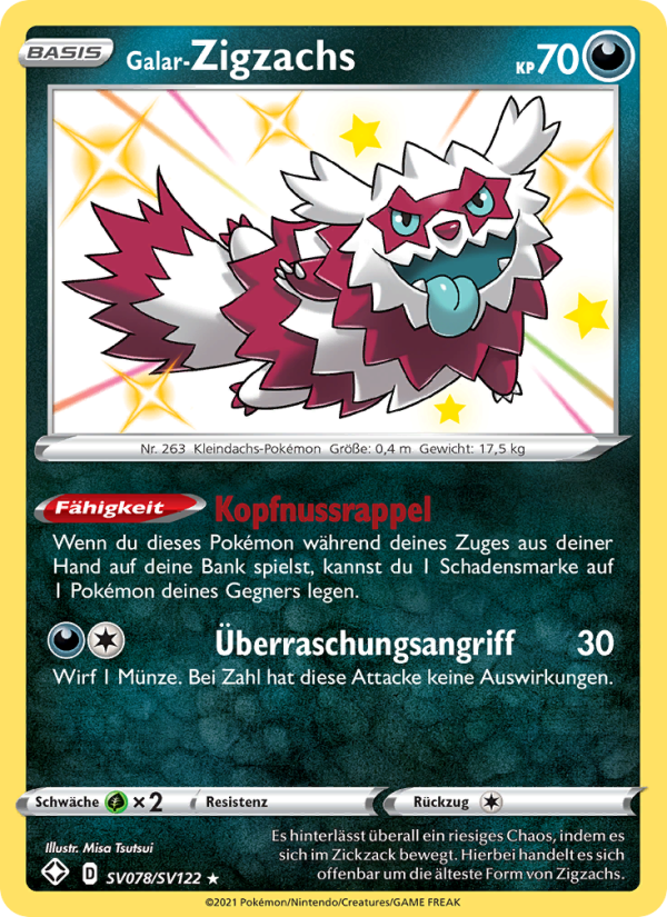 Galar-Zigzachs SV078 — Glänzendes Schicksal (German Pokémon TCG card)