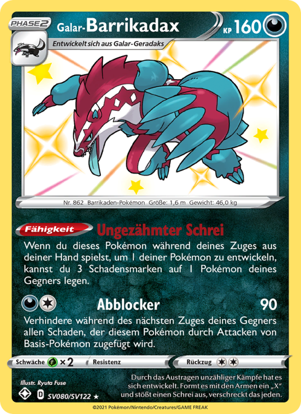 Galar-Barrikadax SV080 — Glänzendes Schicksal (German Pokémon TCG card)