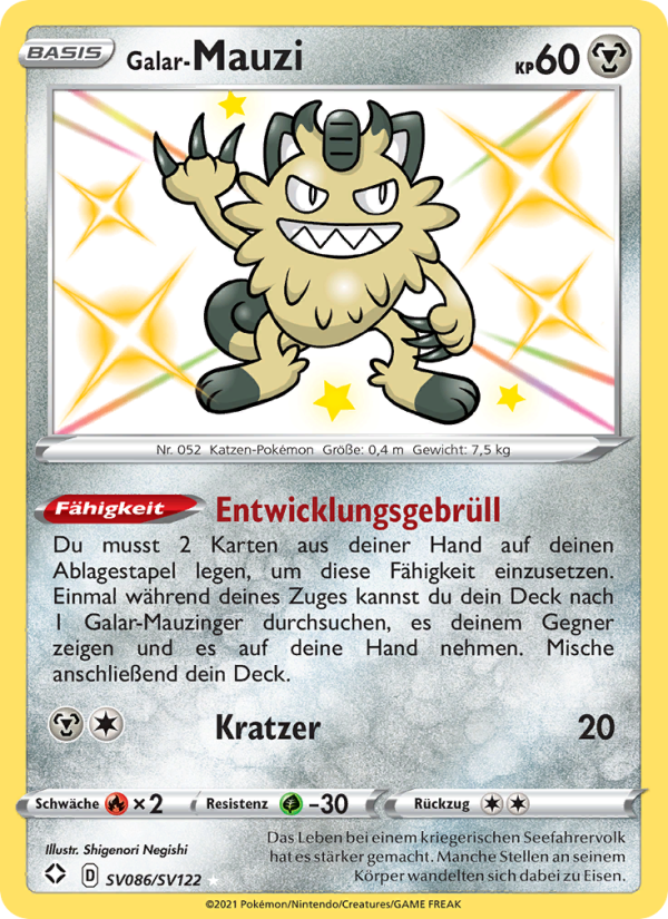 Galar-Mauzi SV086 — Glänzendes Schicksal (German Pokémon TCG card)