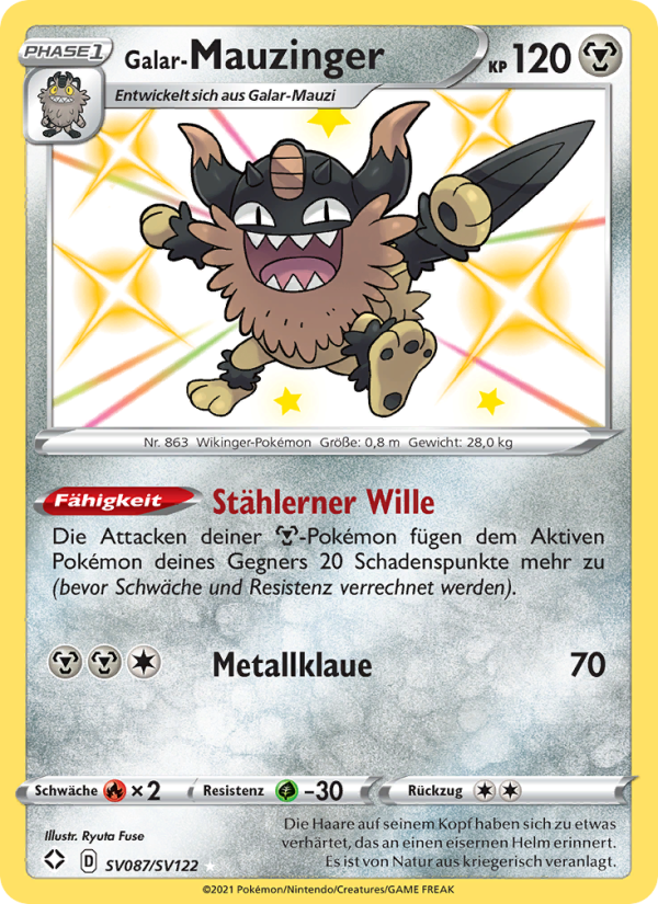 Galar-Mauzinger SV087 — Glänzendes Schicksal (German Pokémon TCG card)