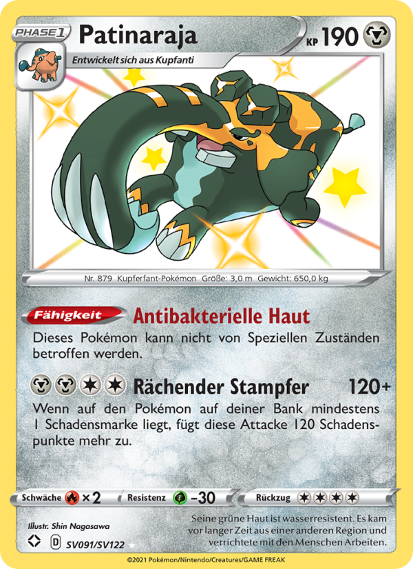 Patinaraja SV091 — Glänzendes Schicksal (German Pokémon TCG card)