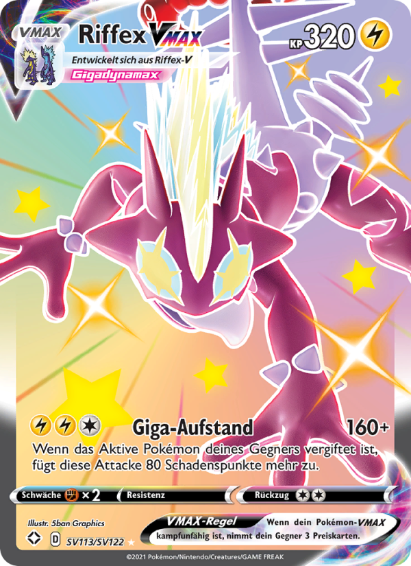 Riffex VMAX SV113 — Glänzendes Schicksal (German Pokémon TCG card)