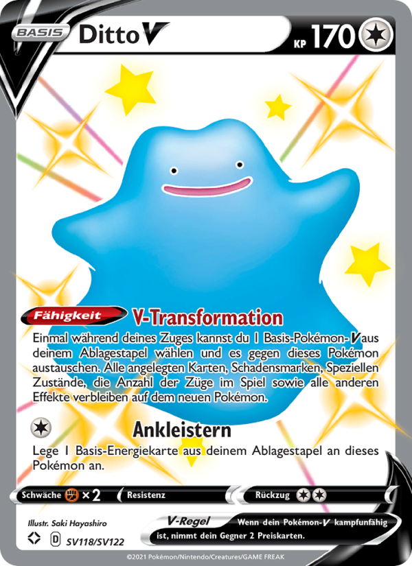 Ditto V SV118 — Glänzendes Schicksal (German Pokémon TCG card)