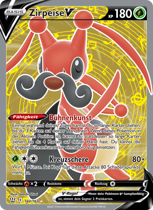 Zirpeise V 142 — Battle Styles (German Pokémon TCG card)
