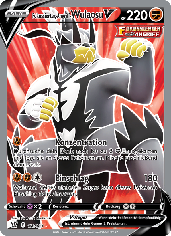 Fokussierter-Angriff-Wulaosu V 150 — Battle Styles (German Pokémon TCG card)