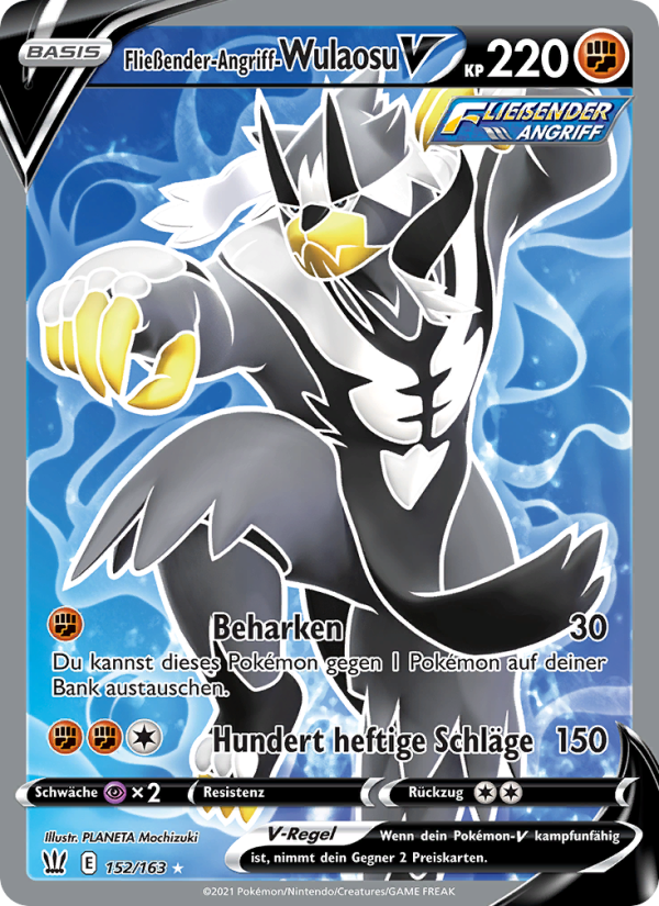 Fließender-Angriff-Wulaosu V 152 — Battle Styles (German Pokémon TCG card)