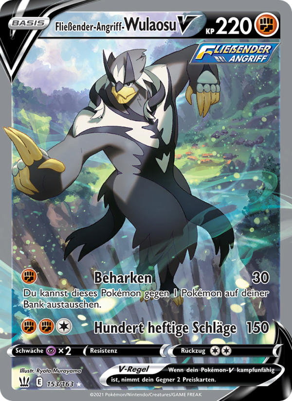 Fließender-Angriff-Wulaosu V 153 — Battle Styles (German Pokémon TCG card)