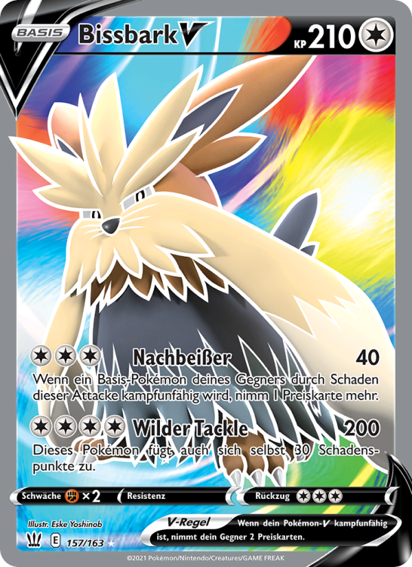 Bissbark V 157 — Battle Styles (German Pokémon TCG card)