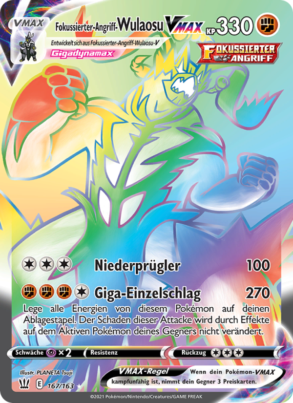 Fokussierter-Angriff-Wulaosu VMAX 167 — Battle Styles (German Pokémon TCG card)