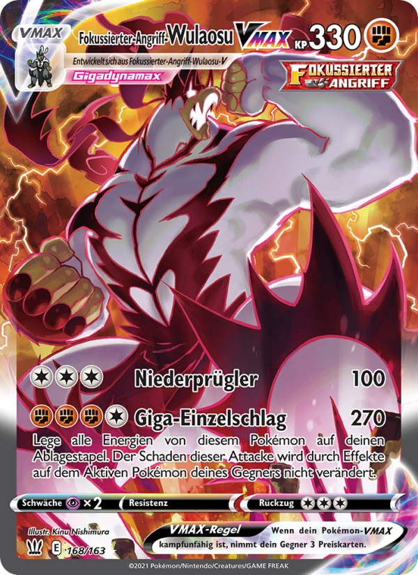 Fokussierter-Angriff-Wulaosu VMAX 168 — Battle Styles (German Pokémon TCG card)