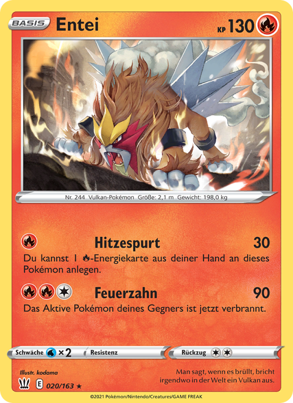 Entei 20 — Battle Styles (German Pokémon TCG card)