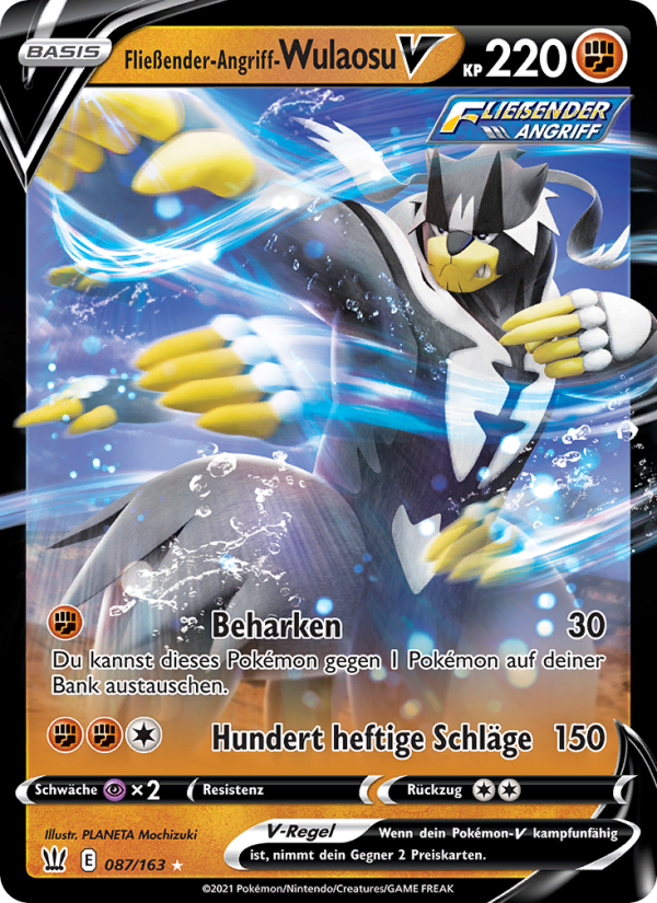 Fließender-Angriff-Wulaosu V 87 — Battle Styles (German Pokémon TCG card)