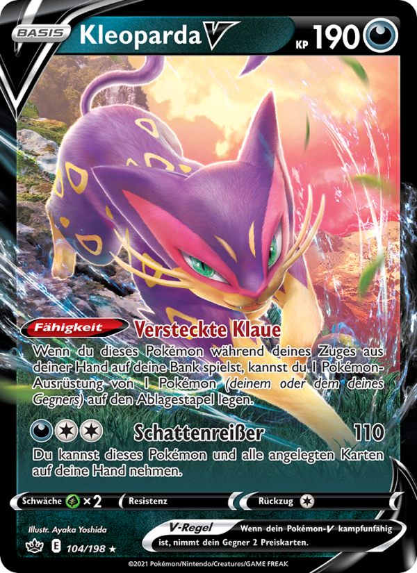 Kleoparda V 104 — Chilling Reign (German Pokémon TCG card)