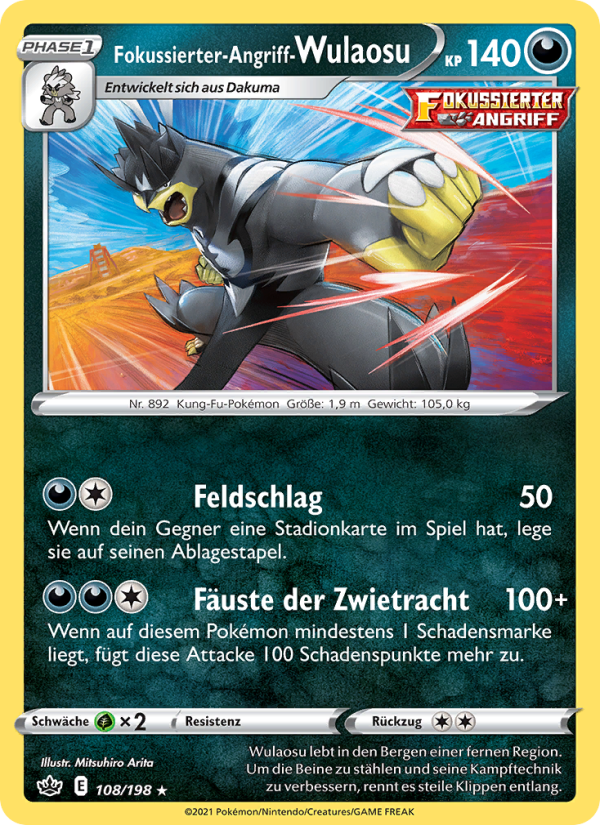 Fokussierter-Angriff-Wulaosu 108 — Chilling Reign (German Pokémon TCG card)