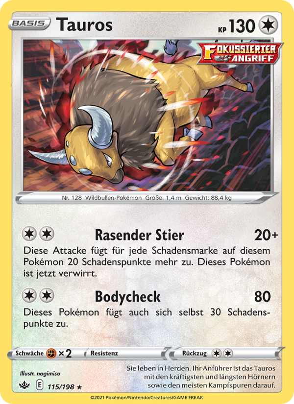 Tauros 115 — Chilling Reign (German Pokémon TCG card)