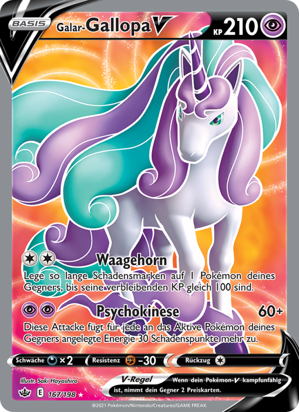 Galar-Gallopa V 167 — Chilling Reign (German Pokémon TCG card)